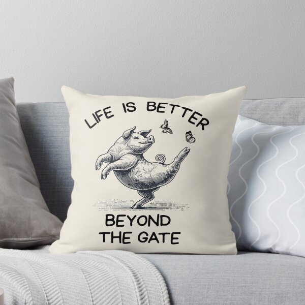 Item preview, Lispe Pig Vintage Country Farm Animal Life is Better Beyond the Gate  designed and sold by Lispe-Designs.