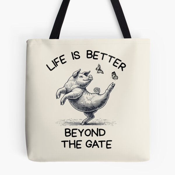 Item preview, Lispe Pig Vintage Country Farm Animal Life is Better Beyond the Gate  designed and sold by Lispe-Designs.