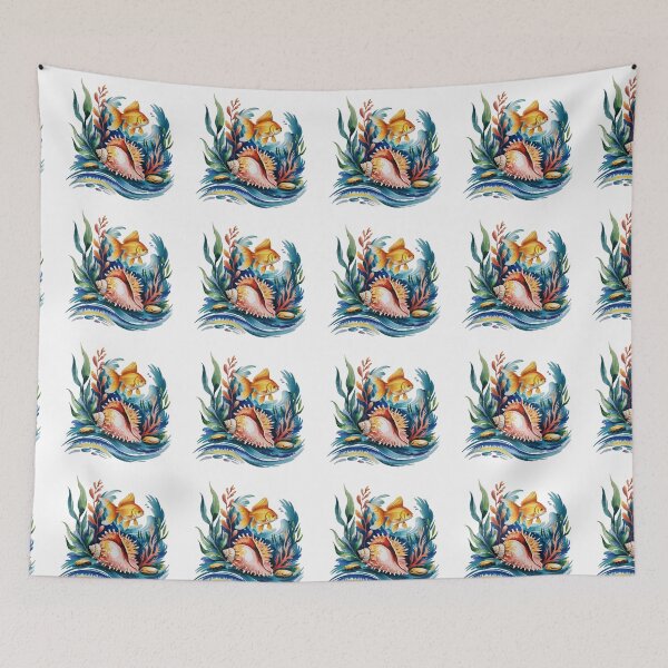 Item preview, goldfish and spiky seashell designed and sold by jkrphoto.