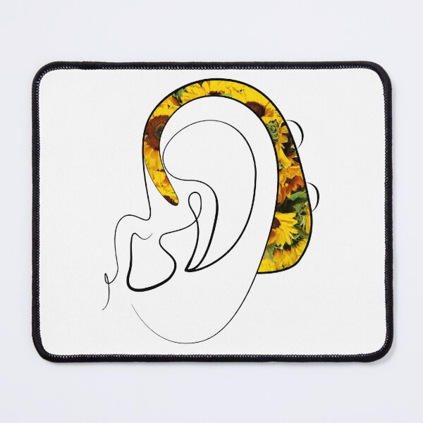 Item preview, Hearing Aid Line Art with Bright Sunflowers designed and sold by spooniecentral.