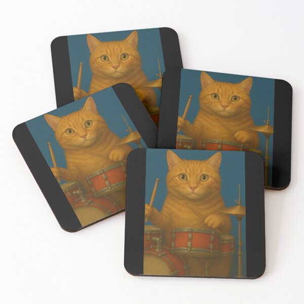 Item preview, Orange Cat Drumming on a Drum Set designed and sold by G-M-Creations-.