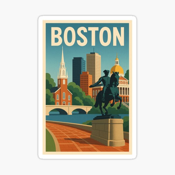 Aperçu de l'œuvre Boston, affiche rétro créée et vendue par JBWphotos.