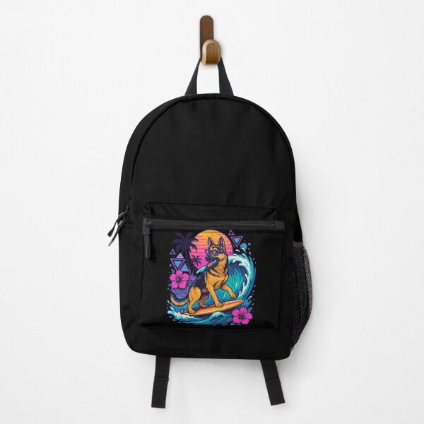 Item preview, German Shepherd Dog Surfer Wave Summer Retro designed and sold by TomFrontierArt.