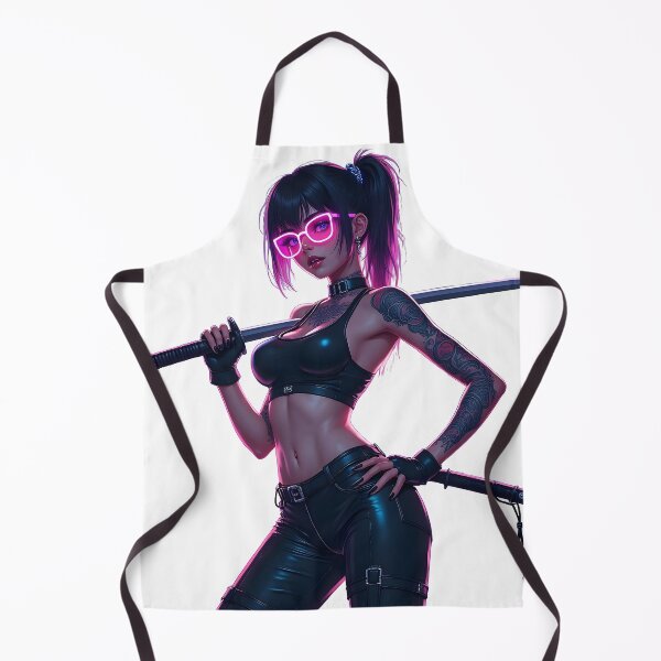 Item preview, Cyberpunk Girl | Katana Fighter with Neon Style designed and sold by NovaProArt.