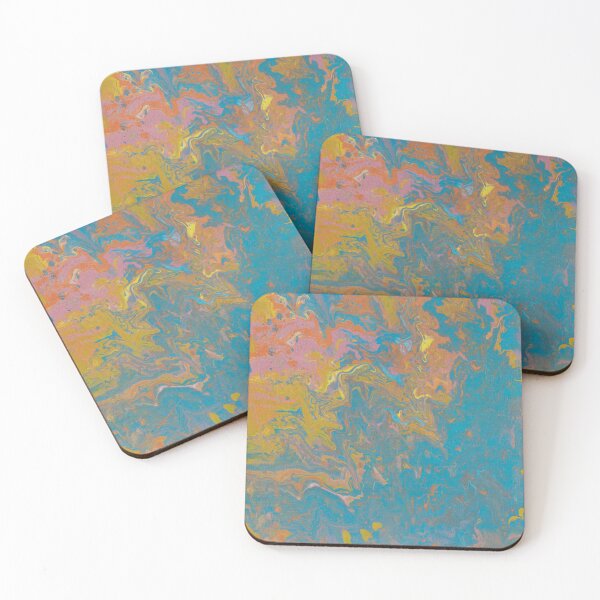 Item preview, Turquoise Pink and Gold Paint Pour Painting designed and sold by PaintPourGalore.