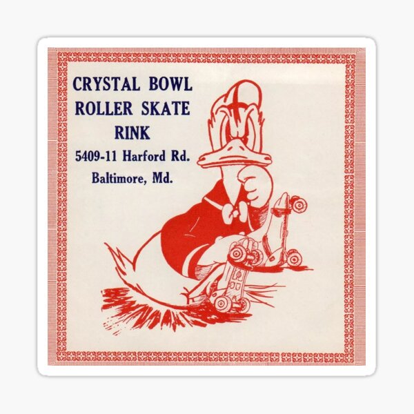 Item preview, Crystal Bowl Roller Skate Rink Baltimore Maryland Roller Skating Rink Sticker Decal Label designed and sold by tislord.