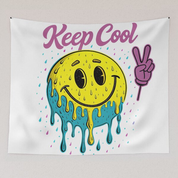 Item preview, Keep Cool – Psychedelic Melting Smiley Face Graphic Tee designed and sold by Melia-Store.