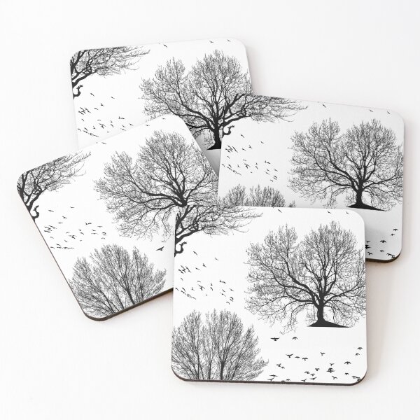 Item preview, Bare Trees with Flying Birds - Minimalist Silhouette designed and sold by Leaf & Layer.