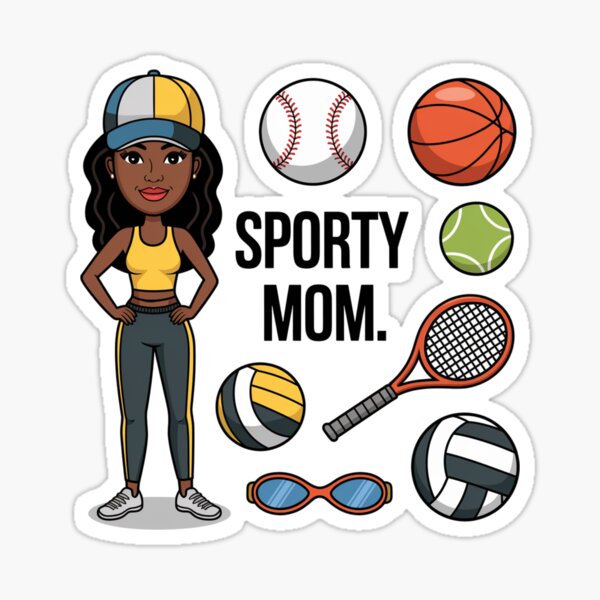 "Sporty Mom." Design Template Sticker