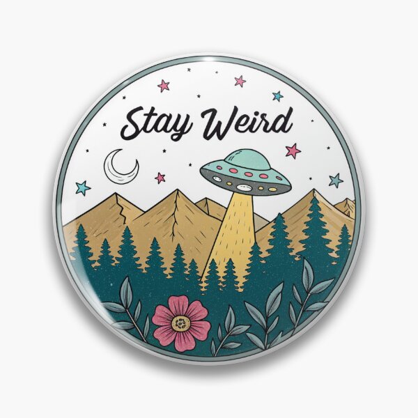 Artikelvorschau, Bleiben Sie seltsam UFO Vintage Naturszene – Retro kreisförmige Illustration entworfen und verkauft von Melia-Store.