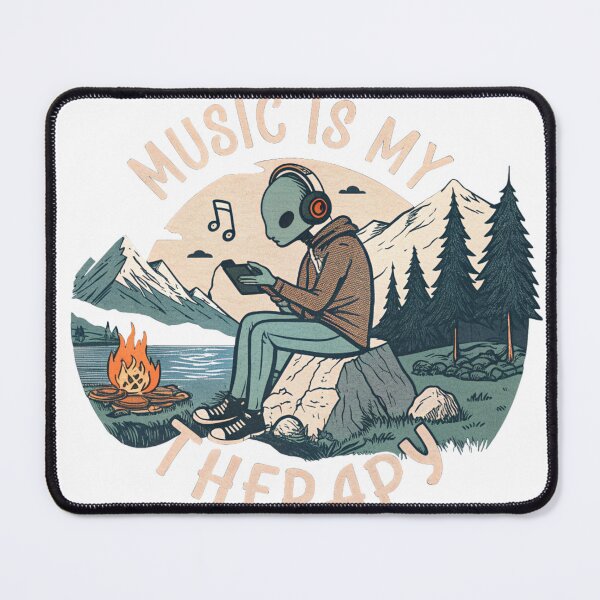 Item preview, Alien Retreat: Music Is My Therapy - Vintage T-Shirt Design designed and sold by Melia-Store.