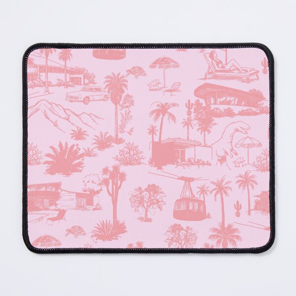 Item preview, Palm Springs Toile with Dinosaurs and Mid Century Homes soft bubblegum pink designed and sold by Loomandlorebyh.