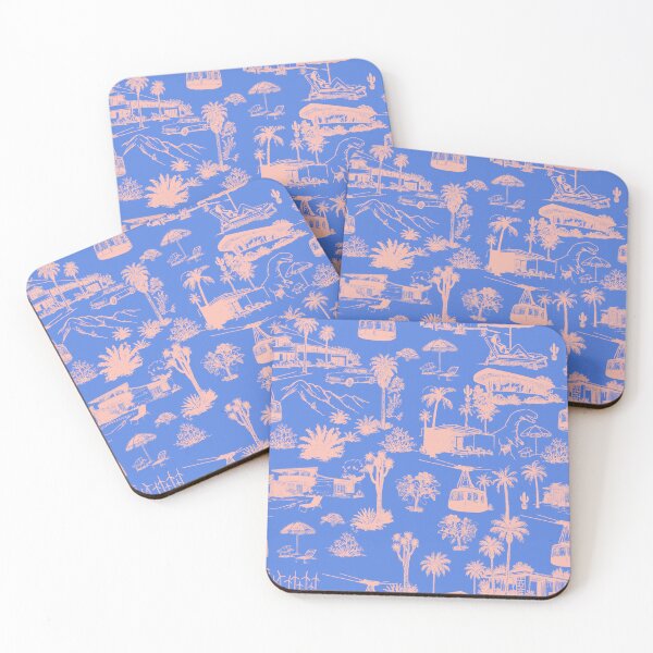 Item preview, Palm Springs Toile with Dinosaurs and Mid Century Homes periwinkle blue designed and sold by Loomandlorebyh.