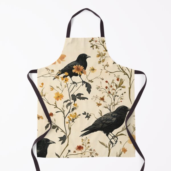 Aperçu de l'œuvre Motif de corbeau, organe floral, feuilles vertes, arbre créée et vendue par Art-Crafter.