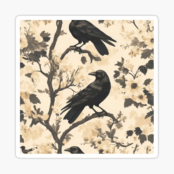 Item preview, Raven pattern crow floral green leaves tree designed and sold by Art-Crafter.