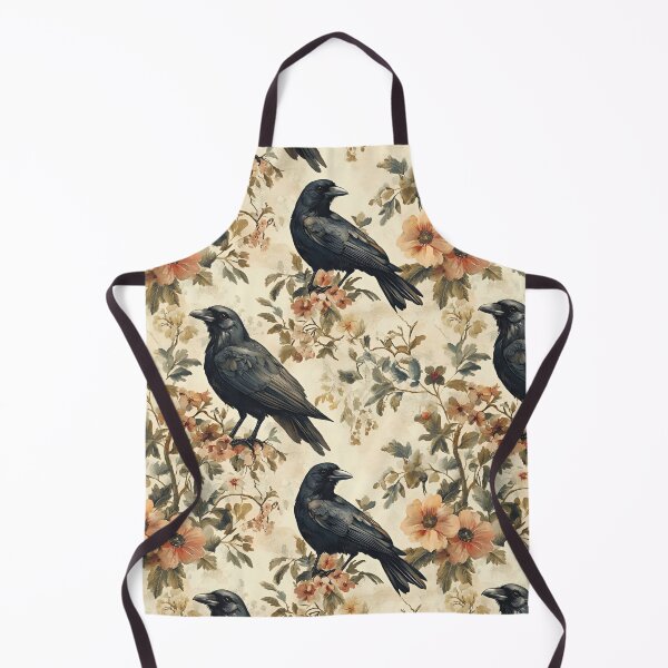 Aperçu de l'œuvre Motif de corbeau, organe floral, feuilles vertes, arbre créée et vendue par Art-Crafter.