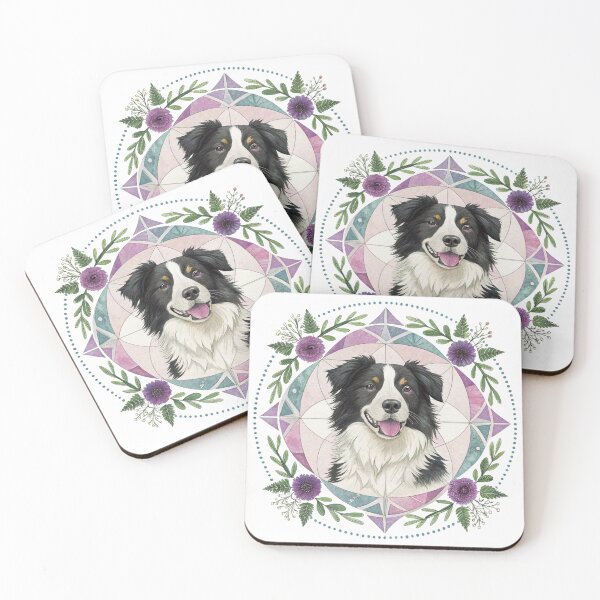 Item preview, Border Collie Mandala: Abstract Boho Watercolor Art with Thistle & Heather designed and sold by Melia-Store.