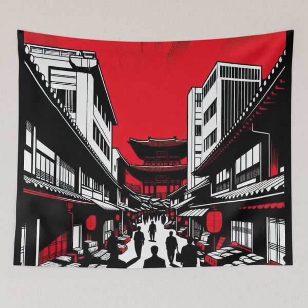 Item preview, Seoul City Comic Style Art – Minimalist Red, Black & White Vector Design for Urban Lovers & Streetwear Fashion designed and sold by knalpot-design.