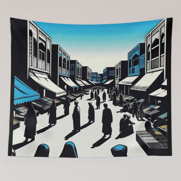 Item preview, Mashhad City Minimalist Comic Style Design – Bold Blue, Black & White Urban Art for Clothing & Accessories designed and sold by knalpot-design.