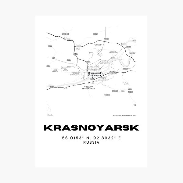 Item preview, Krasnoyarsk Map – Siberian City Poster in Minimalist Black & White designed and sold by RM-Journey.