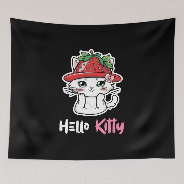Item preview, Strawberry Hellow Kitty Shirt – Cat Shirt Style designed and sold by Meow Cat.