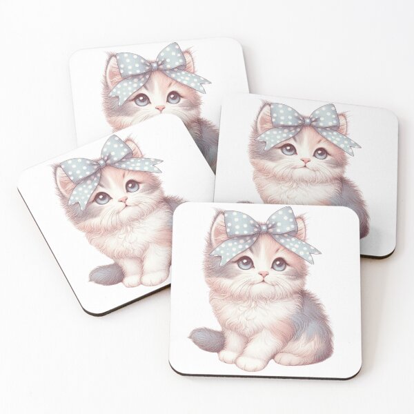 Item preview, Vintage Cute Kitten Illustration with Bow – Retro Cat Aesthetic Design designed and sold by Glitchloom.