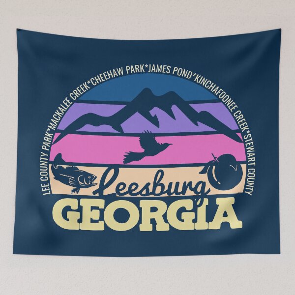 Item preview, Leesburg Georgia Sunset Retro Vintage Local Pride Logo designed and sold by CRHPOD20.