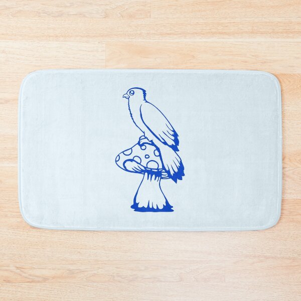 Item preview, Bird sitting cute big mushroom dots toadstool cool designed and sold by shirt-o-mat.