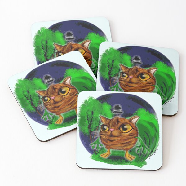 Item preview, Curious Cat in Enchanted Forest designed and sold by Feijoodesigner.