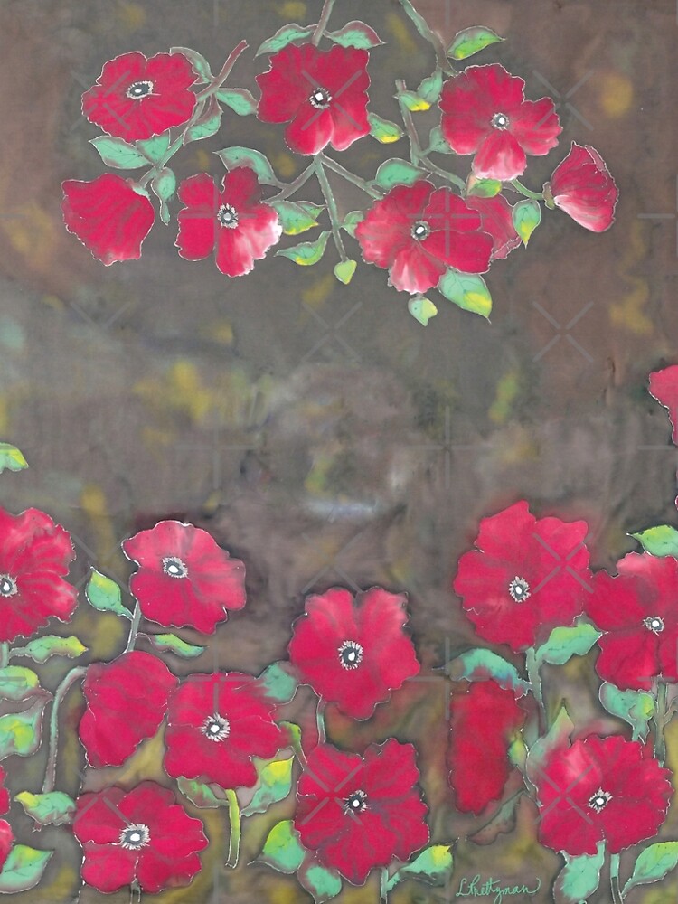 Aperçu 5 sur 5. Robe trapèze avec l'œuvre Poncho Coquelicots Rouges créée et vendue par LoisPrettyman.