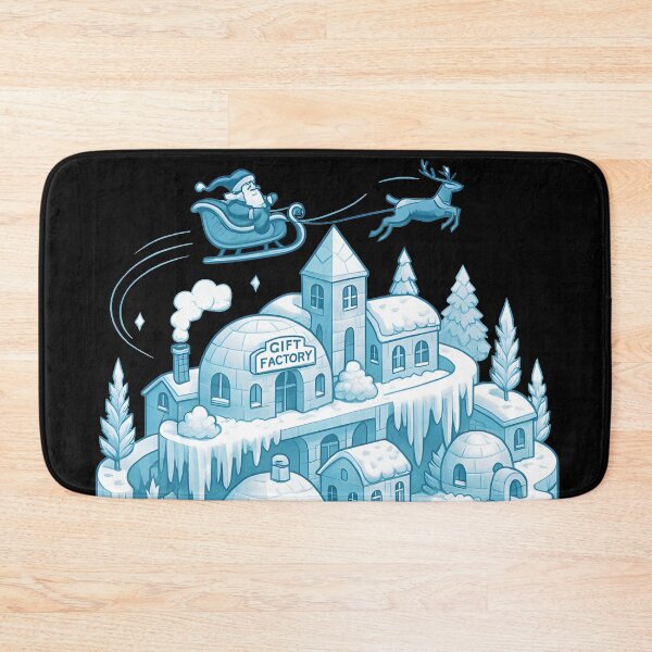 Item preview, Frozen Christmas Illusion – MC Escher-Inspired Winter Village with Santa Sleigh designed and sold by WAUZ.
