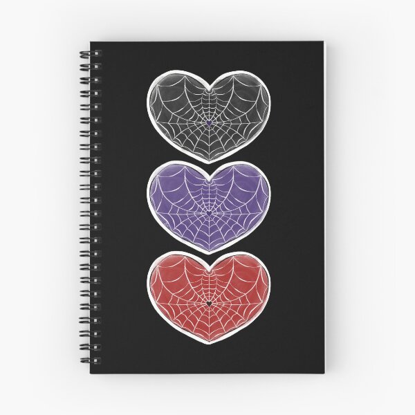 Item preview, Three spider web hearts in black, purple and red designed and sold by MetalTea.