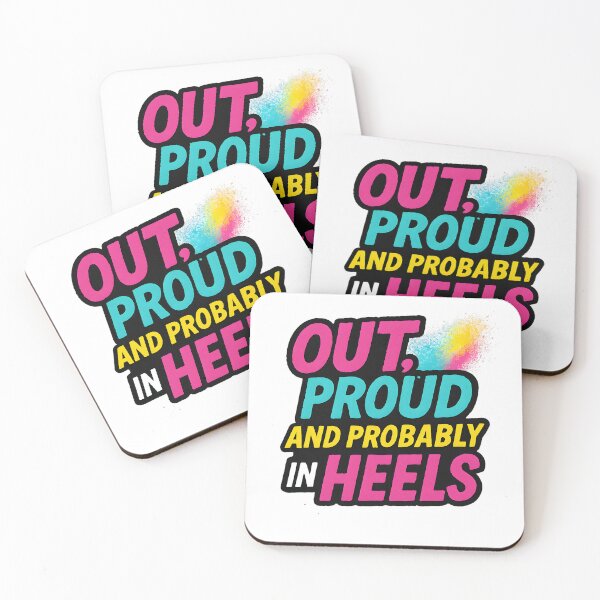 Item preview, Out, Proud and Probably in Heels – Bold Typographic Design designed and sold by Haus Of Sin.