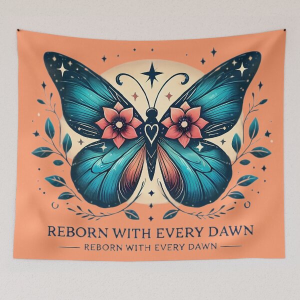 Item preview, Spiritual Rebirth: Blue Butterfly Design with Flowers and Stars for Lovers of Transformation and Personal Growth designed and sold by Karina Creative Studio.