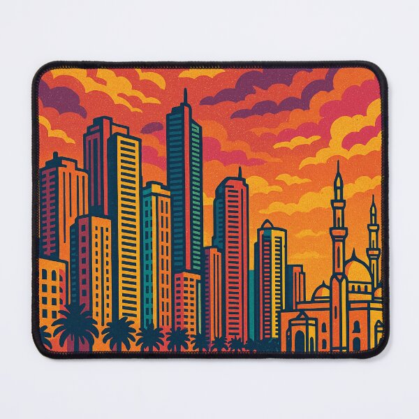 Item preview, Vibrant Retro Pop Art of Sharjah | Futuristic Cityscape Design | Sharjah Travel Poster | Bold Travel Art | Iconic Sharjah Landmark designed and sold by PaintedPixels01.