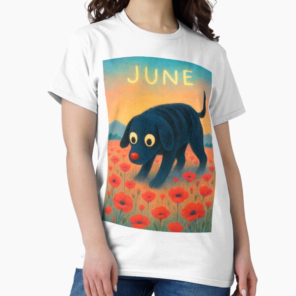 Item preview, Cute Dark Blue Dog In June Poppies Field designed and sold by NosandEdgy.