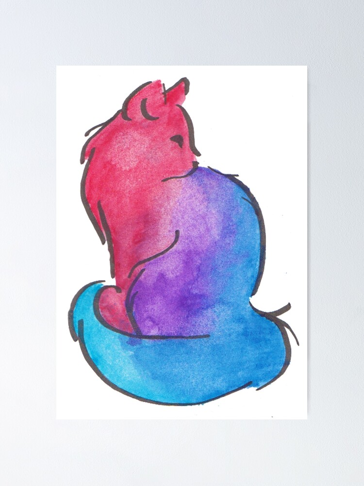 “Pride Kitty - Bisexual” Poster by Bookworm-guy | Redbubble
