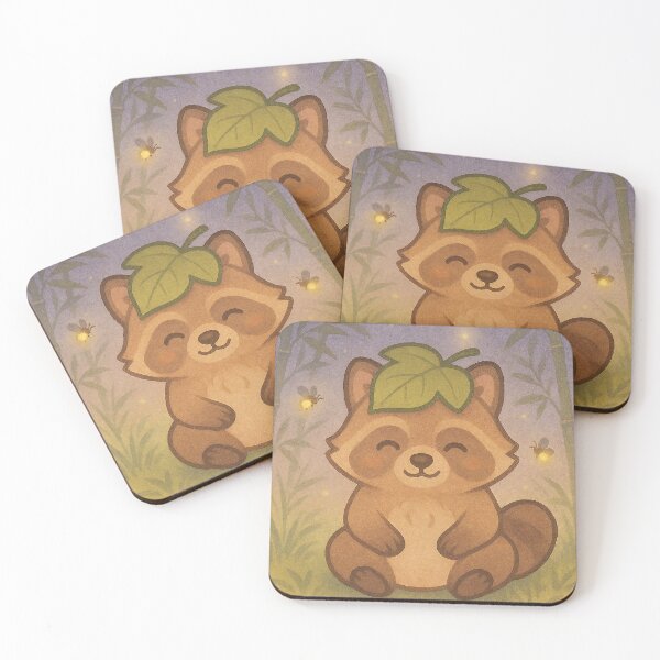 Item preview, Kawaii Tanuki – Leaf-Hat Raccoon Dog designed and sold by NipponPop.