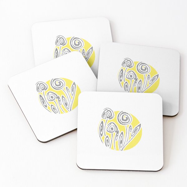 Item preview, Abstract flowers in a yellow circle- a unique design of flowers designed and sold by SaraMN88.