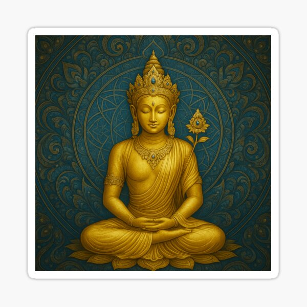 Item preview, Golden Tara Turquoise Floral Mandala designed and sold by GuyBlank.