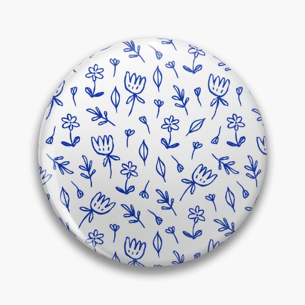 Item preview, Blue flower drawing pattern designed and sold by Screen Sage.