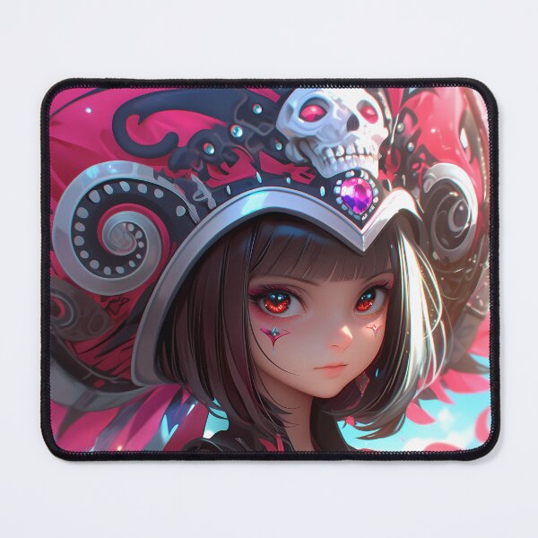 Item preview, Waifu Skull Queen of Shadows Anime Girl in Dark Carnival Attire Fantasy designed and sold by mildaclairmo.
