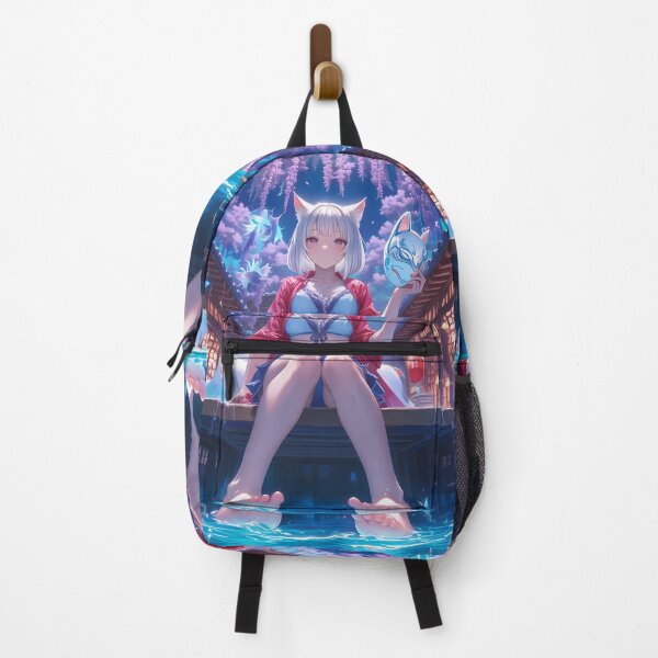Item preview, Anime Nine Tailed Fox Girl Moonlit YukataWisteria Water Reflections designed and sold by kludtmiessek.