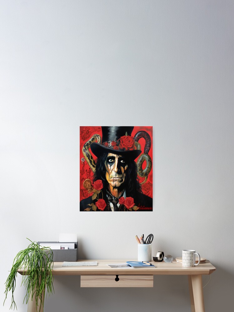 Thumbnail 2 of 3, Poster, "Intense Portrait of Alice Cooper: Theatrical Dark-Rock Icon" designed and sold by Artisticanvas.
