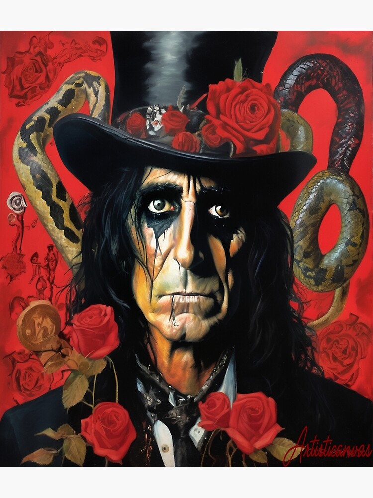 Thumbnail 3 of 3, Poster, "Intense Portrait of Alice Cooper: Theatrical Dark-Rock Icon" designed and sold by Artisticanvas.