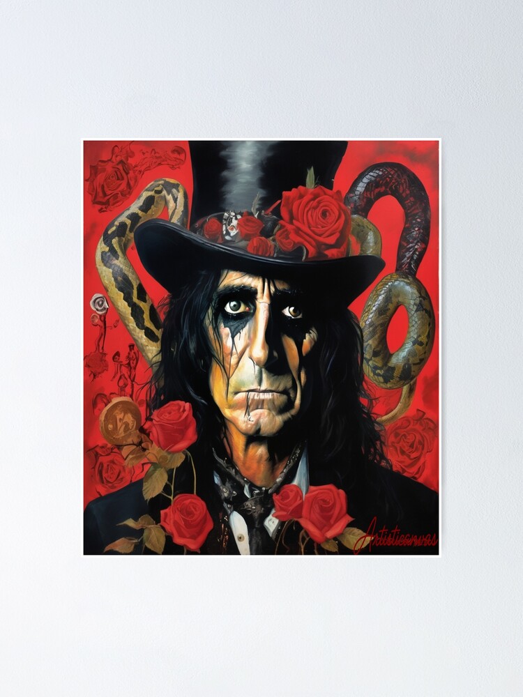 Thumbnail 1 of 3, Poster, "Intense Portrait of Alice Cooper: Theatrical Dark-Rock Icon" designed and sold by Artisticanvas.