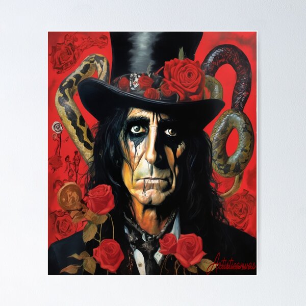 Artikel-Vorschau von „Intensives Porträt von Alice Cooper: Theatralische Dark-Rock-Ikone“, designt und verkauft von Artisticanvas.
