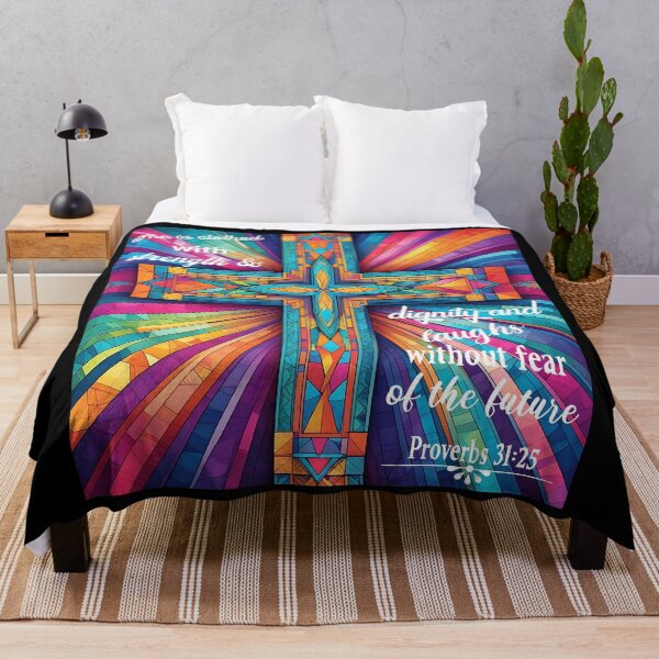 Item preview, Colorful Cross with Proverbs 31:25 scripture designed and sold by Thankful Designs.