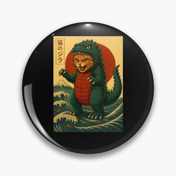 Item preview, Catzilla Shirt Japanese Art Cat Graphic Men Women Cat Zilla designed and sold by facegm.