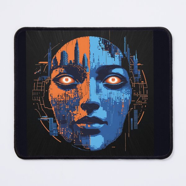 Item preview, Futuristic City Woman Face with Cyber Tech Split Design designed and sold by Taans-Creation.